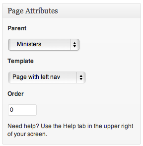 Page attributes